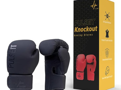 PulseIT Knockout Boxing Gloves – Premium PU Leather | Triple-Density Foam Protection | Thumb Lock & Full Wrist Wrap | Kickboxing, Muay Thai & MMA | Men & Women