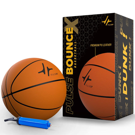 PulseIT BounceX Size 7 Basketball – Enhanced Grip, All-Surface Durability | Indoor & Outdoor | Includes Pump & Needle | Kids, Adults & Athletes