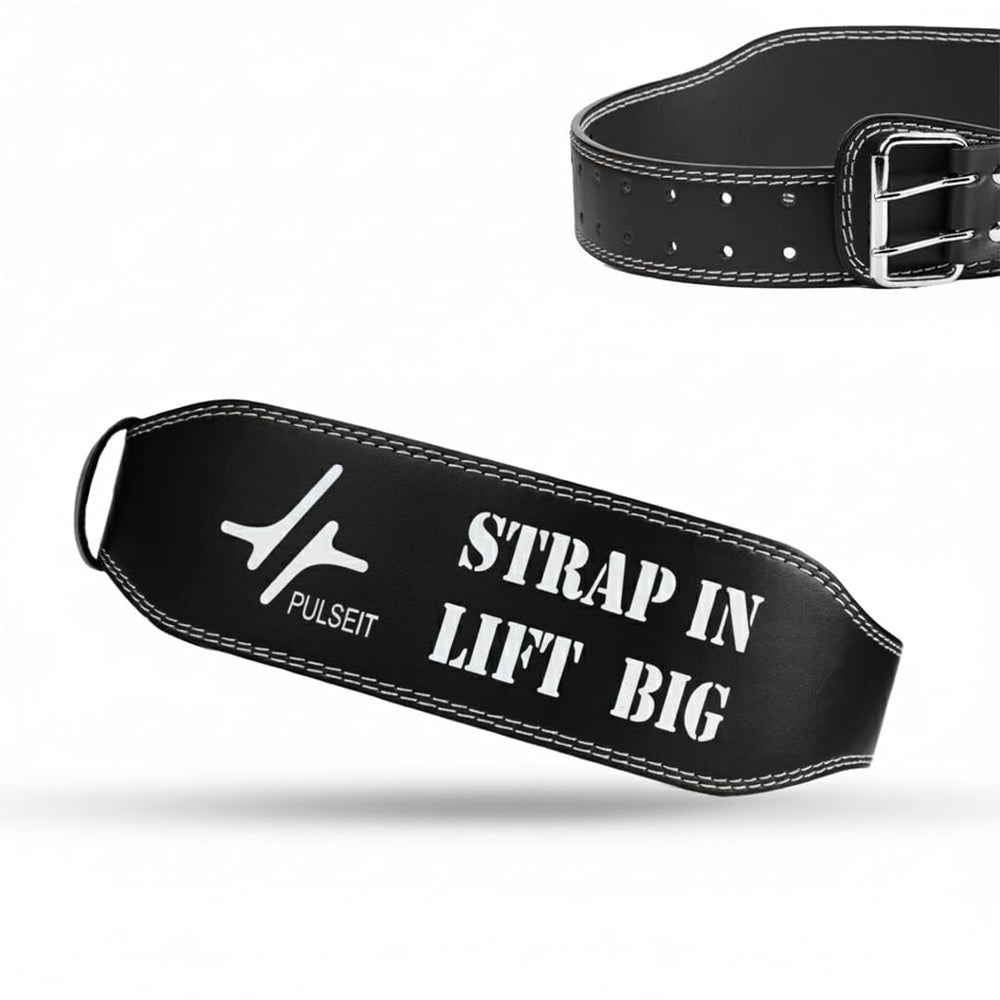 PulseITLift Leather Gym Belt with Adjustable Buckle for Secure Lower Back Support