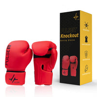 PulseIT Knockout Boxing Gloves – Premium PU Leather | Triple-Density Foam Protection | Thumb Lock & Full Wrist Wrap | Kickboxing, Muay Thai & MMA | Men & Women