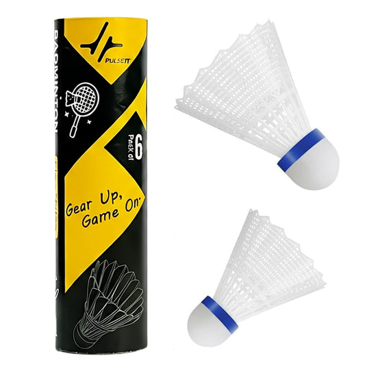 PulseIT Shuttle Nylon Badminton Shuttlecock– Durable Feather-Like Shuttle, High Speed & Stability for Indoor & Outdoor Play. Lightweight Shuttle for Training & Professional Use (Pack of 6- White)
