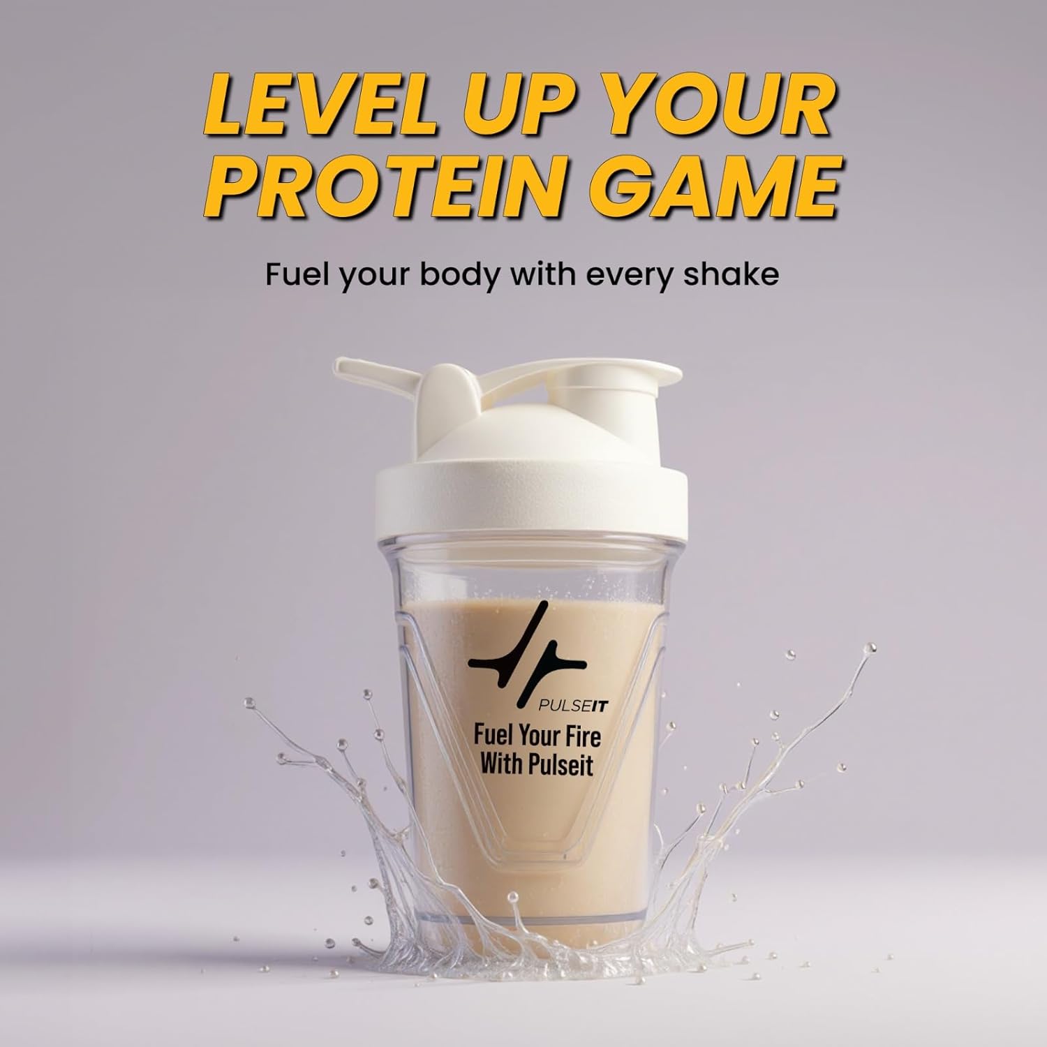 PULSEIT Shaker Blender | 100% Leak-proof, BPA-Free Blender Gym Bottle with Mixing Ball | Ideal for Whey Protein, Pre-workout, BCAA & Supplements Shakes| Plastic 400ml (White)