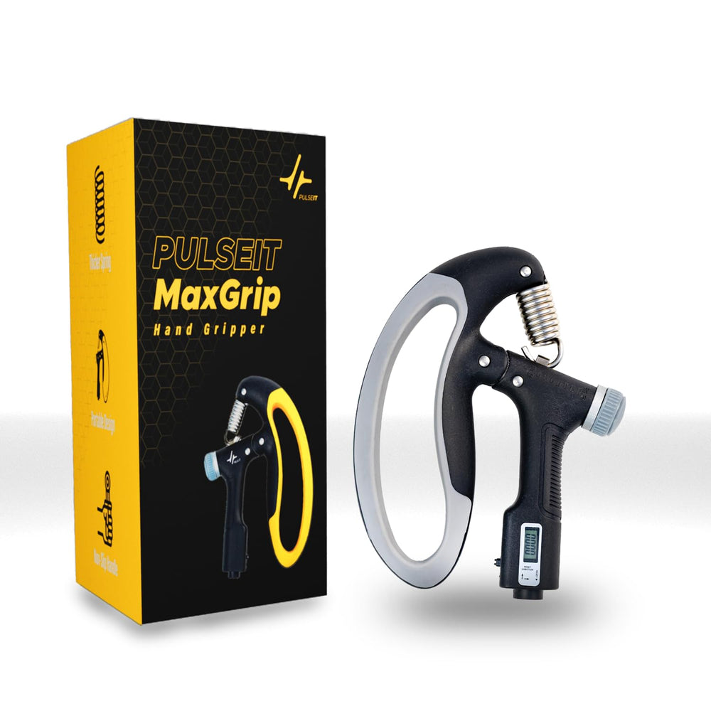 PulseITMaxGrip D-Hand Gripper with Counter– Adjustable Resistance Hand Grip Strengthener for Forearm, Wrist & Finger Training- Portable Exerciser for Men, Women & Athletes- Non-Slip Handle