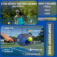 PulseITPaddleSet Pickleball Set with 2 Fiberglass Paddles & 4 Balls