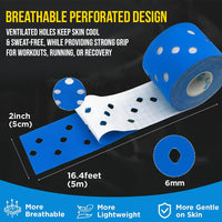 PulseITSportsTape Kinesiology Tape – Waterproof Sports Tape with Holes