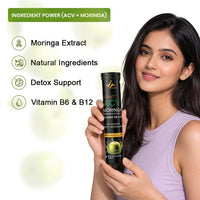 Pulseit ACV Moringa Effervescent Tablets | Apple Cider Vinegar, Moringa, Vitamins B6 & B12 | Green Apple | 60 Tablets