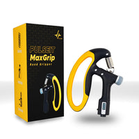 PulseITMaxGrip D-Hand Gripper with Counter– Adjustable Resistance Hand Grip Strengthener for Forearm, Wrist & Finger Training- Portable Exerciser for Men, Women & Athletes- Non-Slip Handle