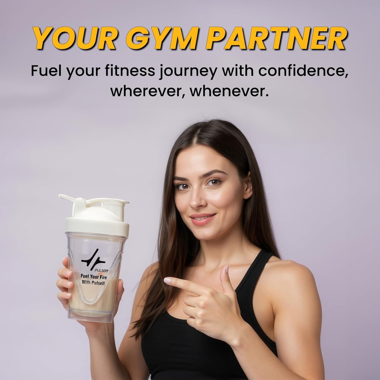 PULSEIT Shaker Blender | 100% Leak-proof, BPA-Free Blender Gym Bottle with Mixing Ball | Ideal for Whey Protein, Pre-workout, BCAA & Supplements Shakes| Plastic 400ml (White)