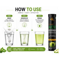 Pulseit ACV Moringa Effervescent Tablets | Apple Cider Vinegar, Moringa, Vitamins B6 & B12 | Green Apple | 60 Tablets