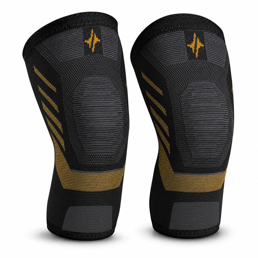 PulseITKneeX Knee Support Sleeves For Men And Women | Inner Cotton Lining For Skin Comfort | 4-Way Stretch | Knee Caps For Women And Men |(1 - Pair)