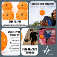 PulseITRally Outdoor Pickleball Balls – Set of 6 with 40 Precision Holes