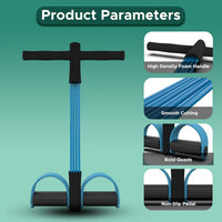 PulseITStep 4-Tube Resistance Band Exercise Puller, Yoga Pedal Tension Rope, Home Fitness Equipment for Full Body Workout