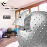 PulseIT FlexSphere Spiky Gym Ball – Anti-Burst | Strengthens Core, Balance & Flexibility | Yoga, Pilates & Physical Therapy | Foot Pump Included