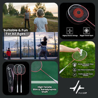 PulseIT Smash Badminton Racket Set – Lightweight Aluminium Frame | High-Tension Strings | 2 Rackets + Full Cover Included | Men, Women & Teens