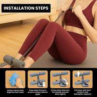 PulseITVault Sit Up Bar – Double Suction Cup with Safety Lock, Adjustable Height Core Trainer for Home Workouts. Includes Resistance Tube, 2 Ankle Straps & Door Attachment.