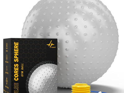PulseIT FlexSphere Spiky Gym Ball – Anti-Burst | Strengthens Core, Balance & Flexibility | Yoga, Pilates & Physical Therapy | Foot Pump Included
