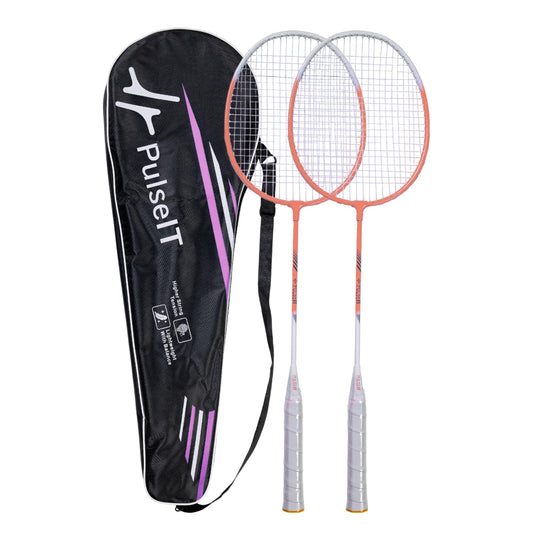 PulseIT Smash Badminton Racket- for Men & Women. Lightweight Aluminum Frame with High Tension Strings. Indoor/Outdoor Badminton Racquet for Training, Power Play & Control. (Pink)