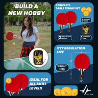 PulseIT DriveKit Table Tennis Set | Ergonomic Grip | 2 Bats & 3 Balls