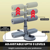 PulseITVault Sit Up Bar – Double Suction Cup with Safety Lock, Adjustable Height Core Trainer for Home Workouts. Includes Resistance Tube, 2 Ankle Straps & Door Attachment.