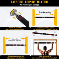 PulseIT PulseBar Pull-Up Bar – No Drilling | Fits Doors 60–100cm | Anti-Skid Foam Grip | Max Load 100kg | Chin-Ups, Pull-Ups & Core Training | Home Gym