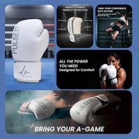PulseIT Knockout Boxing Gloves – Premium PU Leather | Triple-Density Foam Protection | Thumb Lock & Full Wrist Wrap | Kickboxing, Muay Thai & MMA | Men & Women