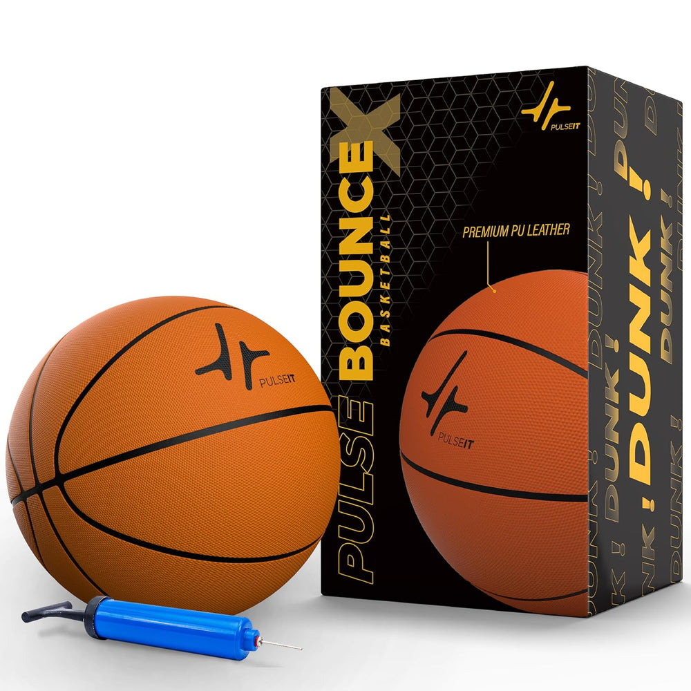 PulseIT BounceX Size 7 Basketball – Enhanced Grip, All-Surface Durability | Indoor & Outdoor | Includes Pump & Needle | Kids, Adults & Athletes