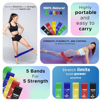 PulseIT Resistance Bands Set | Pack of 5 Loop Bands for Workout, Yoga & Strength Training