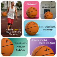 PulseIT BounceX Size 7 Basketball – Enhanced Grip, All-Surface Durability | Indoor & Outdoor | Includes Pump & Needle | Kids, Adults & Athletes