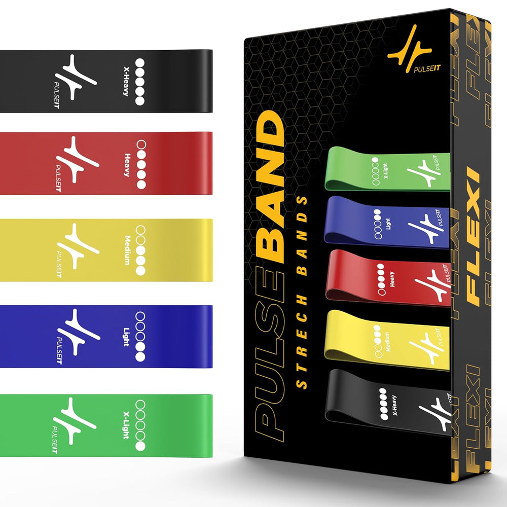 PulseIT Resistance Bands Set | Pack of 5 Loop Bands for Workout, Yoga & Strength Training