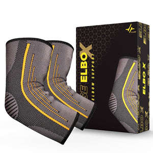 PulseIT ElboX Elbow Support Brace – 4-Way Compression | Breathable & Anti-Slip | Arthritis, Tennis Elbow & Workout Relief | Pack of 2 | M / L / XL