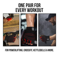 PulseIT GripGloves Pro Weightlifting Gloves – 12" Integrated Wrist Wraps | Full Hand Rubber Padding | Silicone Grip | Breathable Mesh | Men & Women | M / L / XL