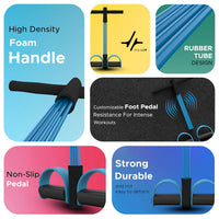PulseITStep 4-Tube Resistance Band Exercise Puller, Yoga Pedal Tension Rope, Home Fitness Equipment for Full Body Workout
