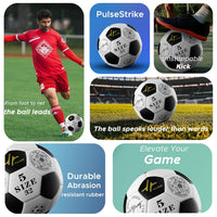 PulseIT PulseStrike Football – Size 5 | 32-Panel PU Leather | All-Surface Play | Excellent Flight & Control | Pump & Needle Included | Training & Match Use
