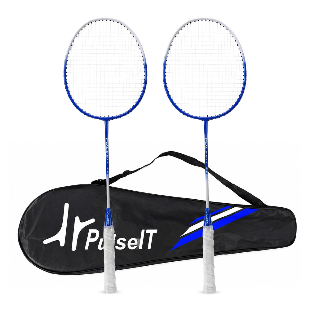 PulseIT Badminton Racket Set of 2 | One-Piece Frame Construction | Pre-Strung & Ready to Play | Lightweight Durable Badminton Racquets for Men, Women, Boys & Girls | Indoor & Outdoor Play