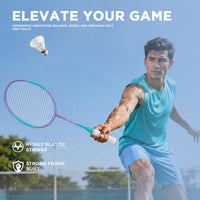 PulseIT Badminton Racket Set of 2 | One-Piece Frame Construction | Pre-Strung & Ready to Play | Lightweight Durable Badminton Racquets for Men, Women, Boys & Girls | Indoor & Outdoor Play
