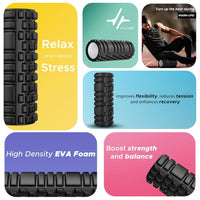 PulseITRoll Foam Roller for Deep Tissue Massager, High Density Exercise Patented Roller for Muscle Massage and Myofascial Trigger Point Release Back Roller for Fitness, Yoga and Pilates