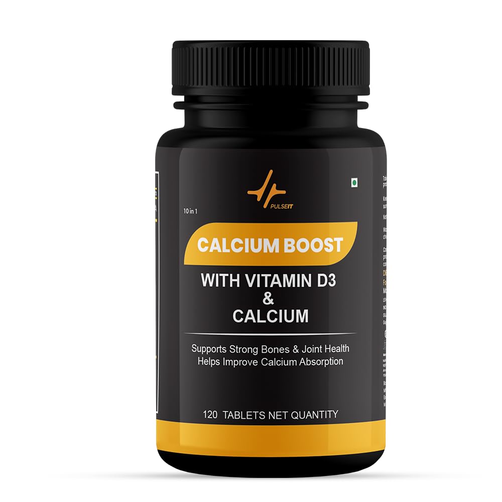PULSEIT Calcium Booster with Vitamin D3 & K2-7 | Bone & Joint Support | 60 Tablets