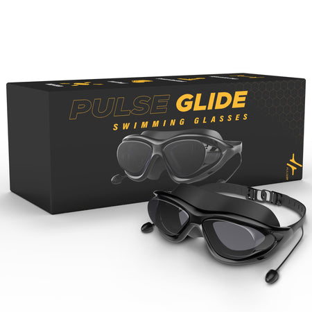 PulseIT Glide Swim Goggles – Anti-Fog, Leak-Proof & UV Protected | Built-In Ear Plugs | Precision Fit for Long Sessions | Adults, Youth & Kids | Pool & Open Water
