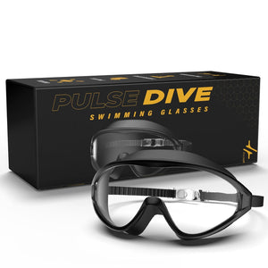 PulseIT Dive Swim Goggles – Wide-Vision Anti-Fog & UV Protected | Soft Silicone Frame | Fits Adults, Youth & Kids | Pool, Beach & Open Water