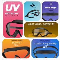 PulseIT Dive Swim Goggles – Wide-Vision Anti-Fog & UV Protected | Soft Silicone Frame | Fits Adults, Youth & Kids | Pool, Beach & Open Water