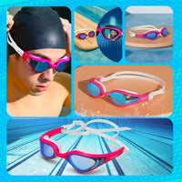 PulseIT Wave Swimming Goggles for Women & Girls – Anti-Fog, Leak-Proof & UV Protected | Wide Vision | Adjustable Strap | Includes Case & Ear Plugs | Pool & Outdoor Use