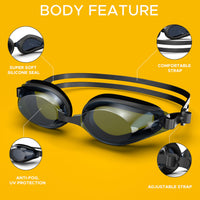 PulseIT Aqua Swim Goggles – Anti-Fog, Leak-Proof & UV Protected | Soft Silicone Seal | Fits Adults, Youth & Kids | Pool, Beach & Open Water