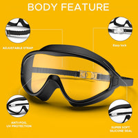 PulseIT Dive Swim Goggles – Wide-Vision Anti-Fog & UV Protected | Soft Silicone Frame | Fits Adults, Youth & Kids | Pool, Beach & Open Water