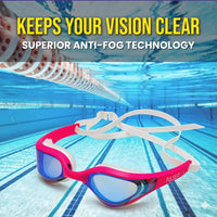PulseIT Wave Swimming Goggles for Women & Girls – Anti-Fog, Leak-Proof & UV Protected | Wide Vision | Adjustable Strap | Includes Case & Ear Plugs | Pool & Outdoor Use