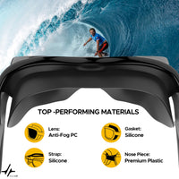 PulseIT Glide Swim Goggles – Anti-Fog, Leak-Proof & UV Protected | Built-In Ear Plugs | Precision Fit for Long Sessions | Adults, Youth & Kids | Pool & Open Water