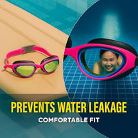 PulseIT Flow Swimming Goggles for Women – Anti-Fog, Leak-Proof & UV Protected | Adjustable Straps | Includes Case & Ear Plugs | Pool, Beach & Open Water