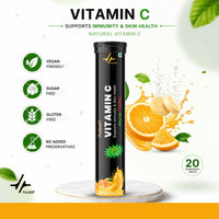 PulseIT Vitamin C Effervescent Tablets | Orange Flavour | Immunity & Energy Support | 20 Tablets